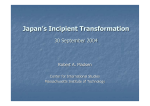 Japan’s Incipient Transformation 30 September 2004 Robert A. Madsen Center for International Studies