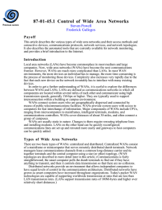 Control of Wide Area Networks