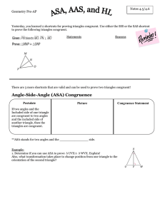 Yesterday, you learned 2 shortcuts for proving triangles congruent