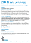 PG12-12 Mairs Lay summary Principal Investigator: Dr Rob Mairs