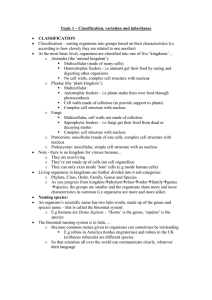 Topic 1 – Classification, variation and inheritance