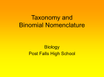 Taxonomy and Binomial Nomenclature