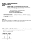 Section 6.1 – Discrete Random variables Probability Distribution