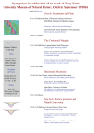Symposium in celebration of the work of Tony Watts University