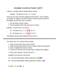 Greatest Common Factor (GCF)