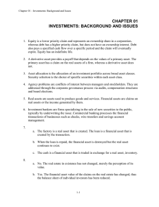 Chapter 01 - Investments: Background and Issues Chapter 01