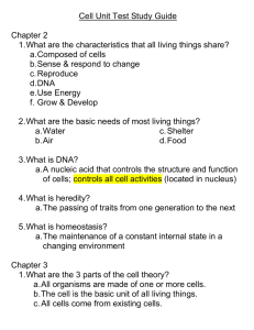 Cell Unit Test Study Guide