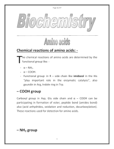 Chemical reactions of amino acids: