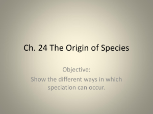 Ch. 24 The Origin of Species notes