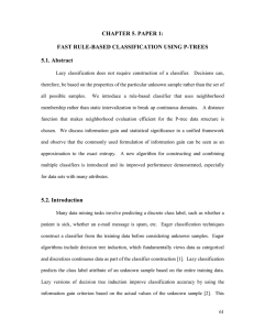 Chapter 4: Lazy Classification using P