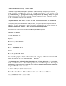 Combustion Of Alcohols Essay, Research Paper Comparing Energy