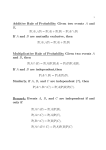 Additive Rule of Probability Given two events A and B, P(A ∪ B ) = P