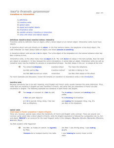 1. definitions 2. transitive verbs 3. special cases 4. stated and