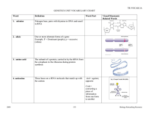 BCPS Biology Reteaching Guide Genetics Vocab Chart