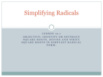 Lesson 12.1 Notes Simplifying Radicals File