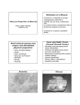 Definition of a Mineral Each mineral species has unique and