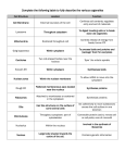 Complete the following table to fully describe the various organelles