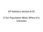 AP Statistics Section 10.2 A CI for Population Mean When is Unknown