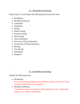 3.1 – Metabolism and Energy