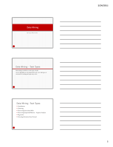 Data Mining Data Mining – Task Types Data Mining