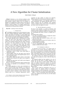 A New Algorithm for Cluster Initialization