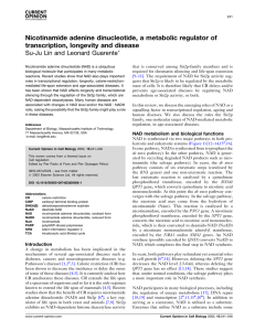 Nicotinamide adenine dinucleotide, a metabolic regulator of