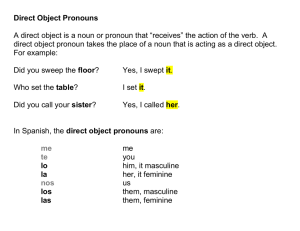 Direct Object Pronouns - Central City Public Schools