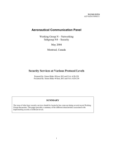 Security services at various protocols levels