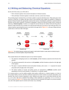 4.1 Writing and Balancing Chemical Equations