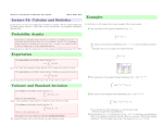 Lecture 34: Calculus and Statistics Probability density Expectation