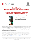 Eric Horvitz Microsoft Research—Redmond Lab