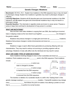 Mutations Notes Sheet