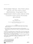 Section 2: Comparing Two Independent Population Means with
