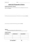 Quick Lab: Preparation of Esters