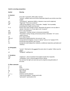 Code for correcting compositions