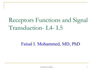 Receptors Functions and Signal Transduction- L4