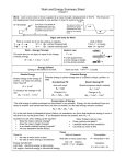 Work and Energy Summary Sheet