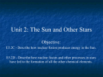 Unit 2: The Sun and Other Stars