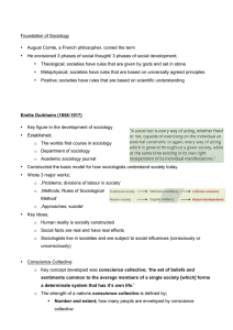 Foundation of Sociology • August Comte, a French philosopher