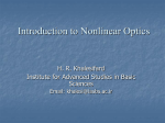 Introduction to Nonlinear Optics