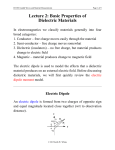 Lecture 2: Basic Properties of Dielectric Materials