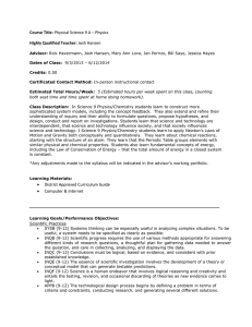 Course Title: Physical Science 9 A – Physics Highly Qualified