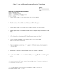 Ohm`s Law and Power Equation Practice Worksheet