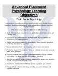 Advanced Placement Psychology Learning Objectives