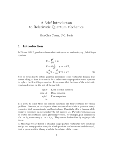 A Brief Introduction to Relativistic Quantum Mechanics