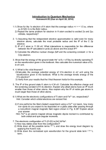 Introduction to Quantum Mechanics Homework #3 (Due on April 28