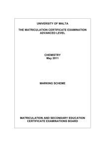 advanced chemistry may 2011 marking scheme