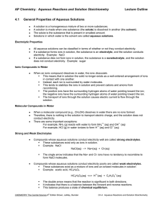 AP Chemistry: Aqueous Reactions and Solution Stoichiometry