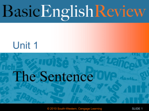 Unit 1 The Sentence