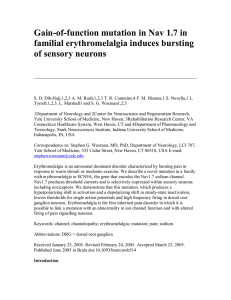 Gain-of-function mutation in Nav 1.7 in familial